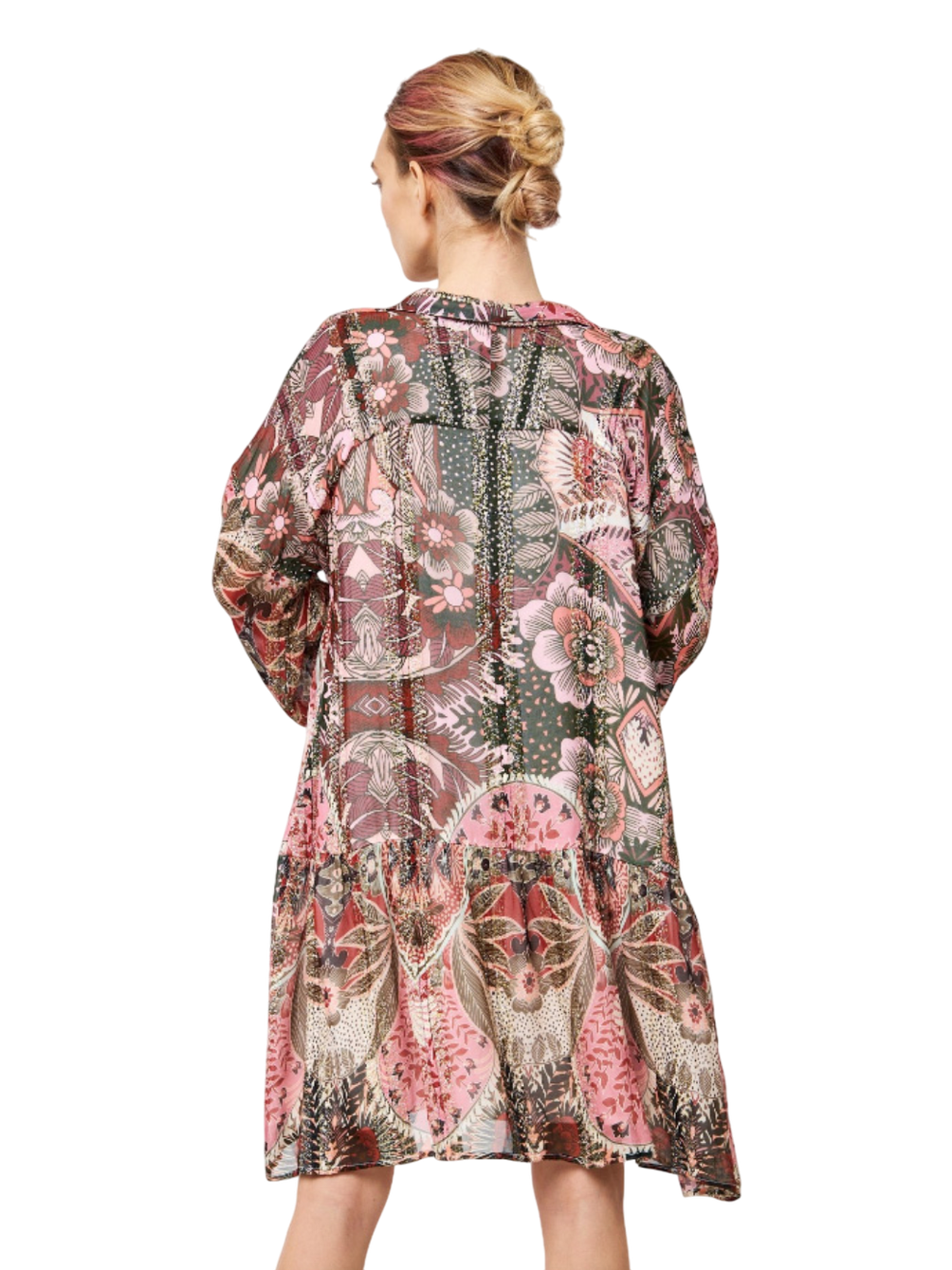 Tasi Printed Metallic Mini Dress