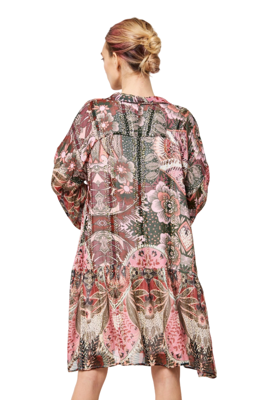 Tasi Printed Metallic Mini Dress