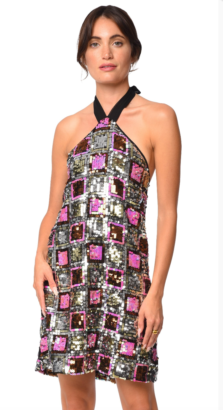 Kayla Halter Neck Sequin Mini Dress