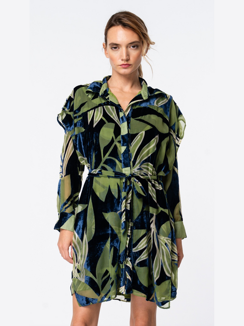 Cargar la imagen 1 en la vista de la galería. Baylor Velvet Mini Shirt Dress