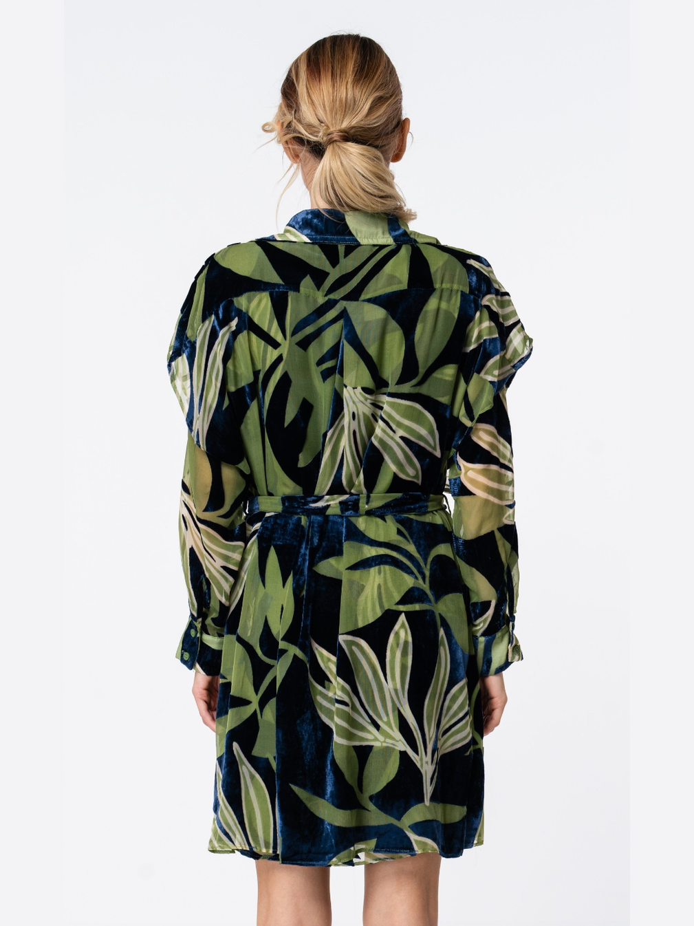 Baylor Velvet Mini Shirt Dress