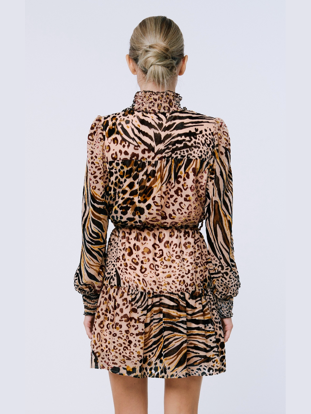 Gemma Animal Print Velvet Mini Dress