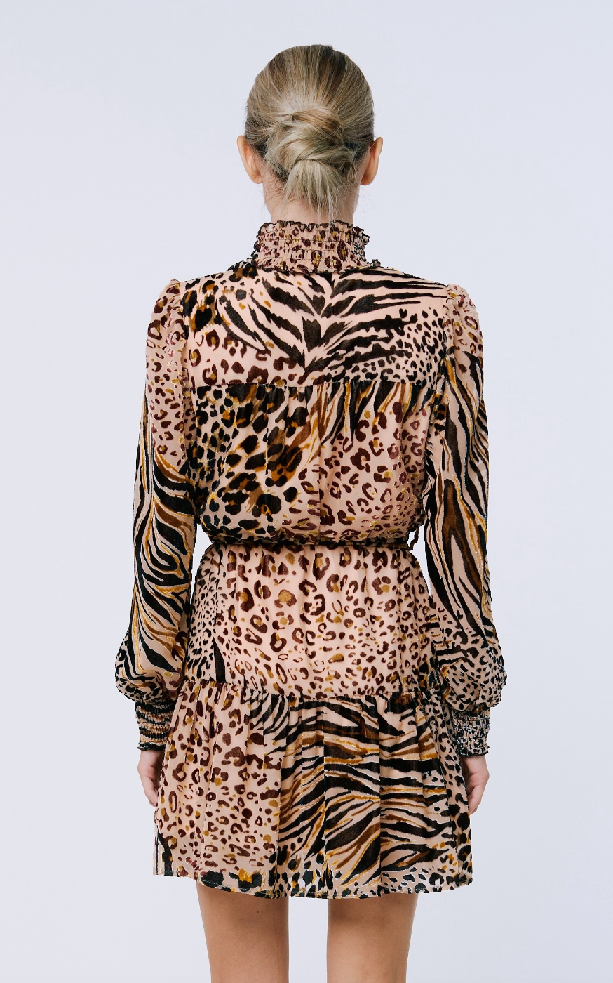 Gemma Animal Print Velvet Mini Dress