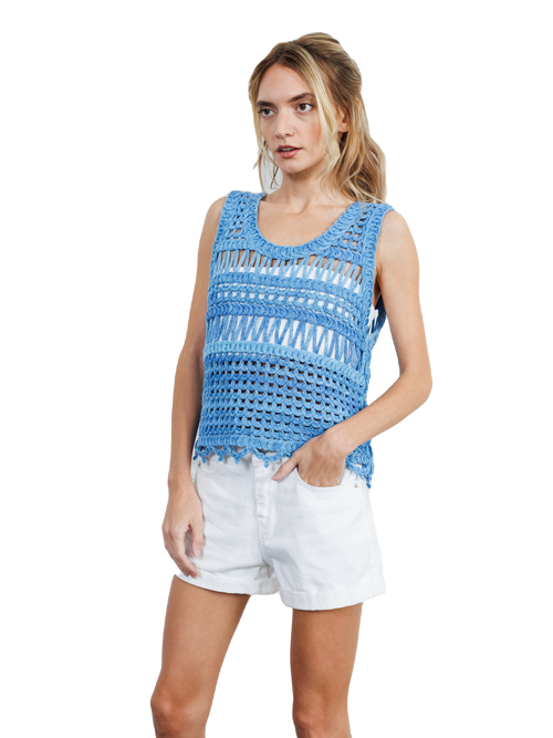 Cargar la imagen 1 en la vista de la galería. Silas Sleeveless Crochet Knit Top