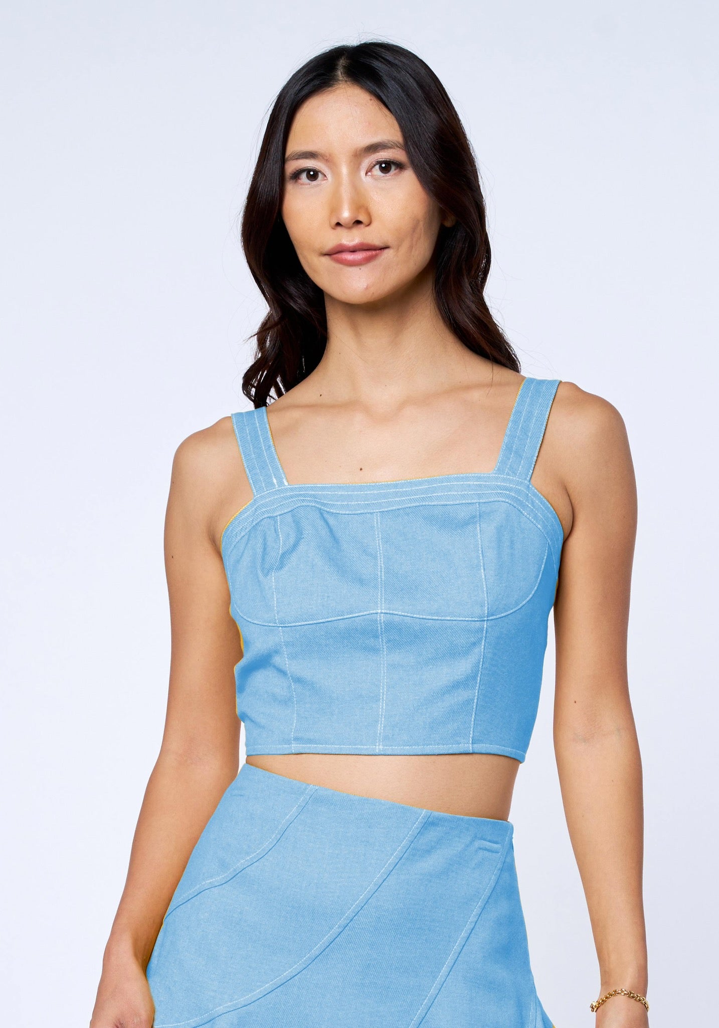 Sabine Topstitch Denim Tank Top