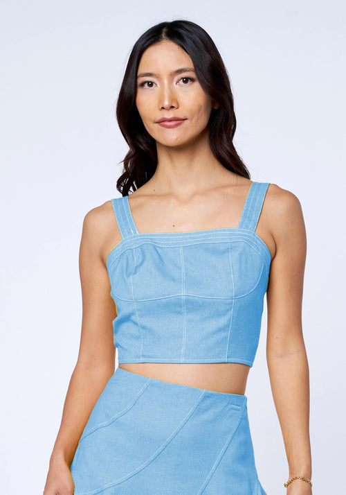 Cargar la imagen 1 en la vista de la galería. Sabine Topstitch Denim Tank Top