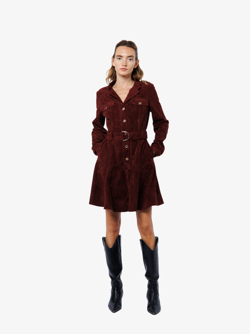 Cargar la imagen 1 en la vista de la galería. Laurie Faux Suede Long Sleeve Mini Dress