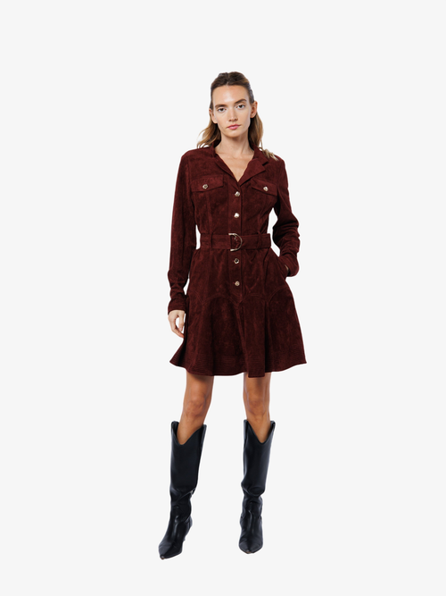 Cargar la imagen 1 en la vista de la galería. Laurie Faux Suede Long Sleeve Mini Dress