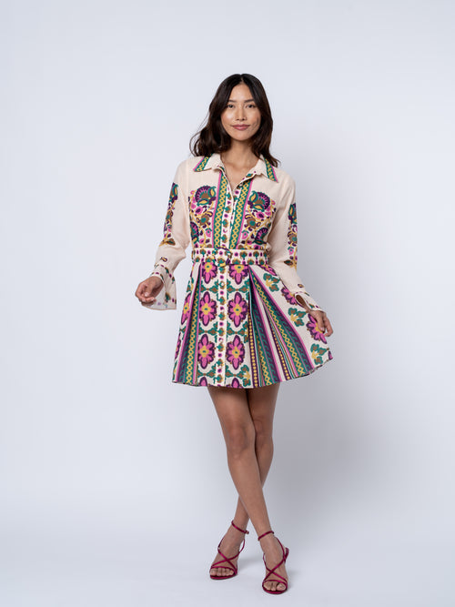 Load image 1 in gallery view. Maris Mixed Print Long Sleeve Shirt Dress