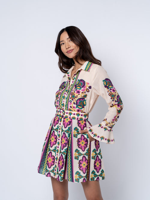 Load image 1 in gallery view. Maris Mixed Print Long Sleeve Shirt Dress