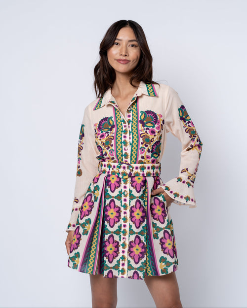 Load image 1 in gallery view. Maris Mixed Print Long Sleeve Shirt Dress
