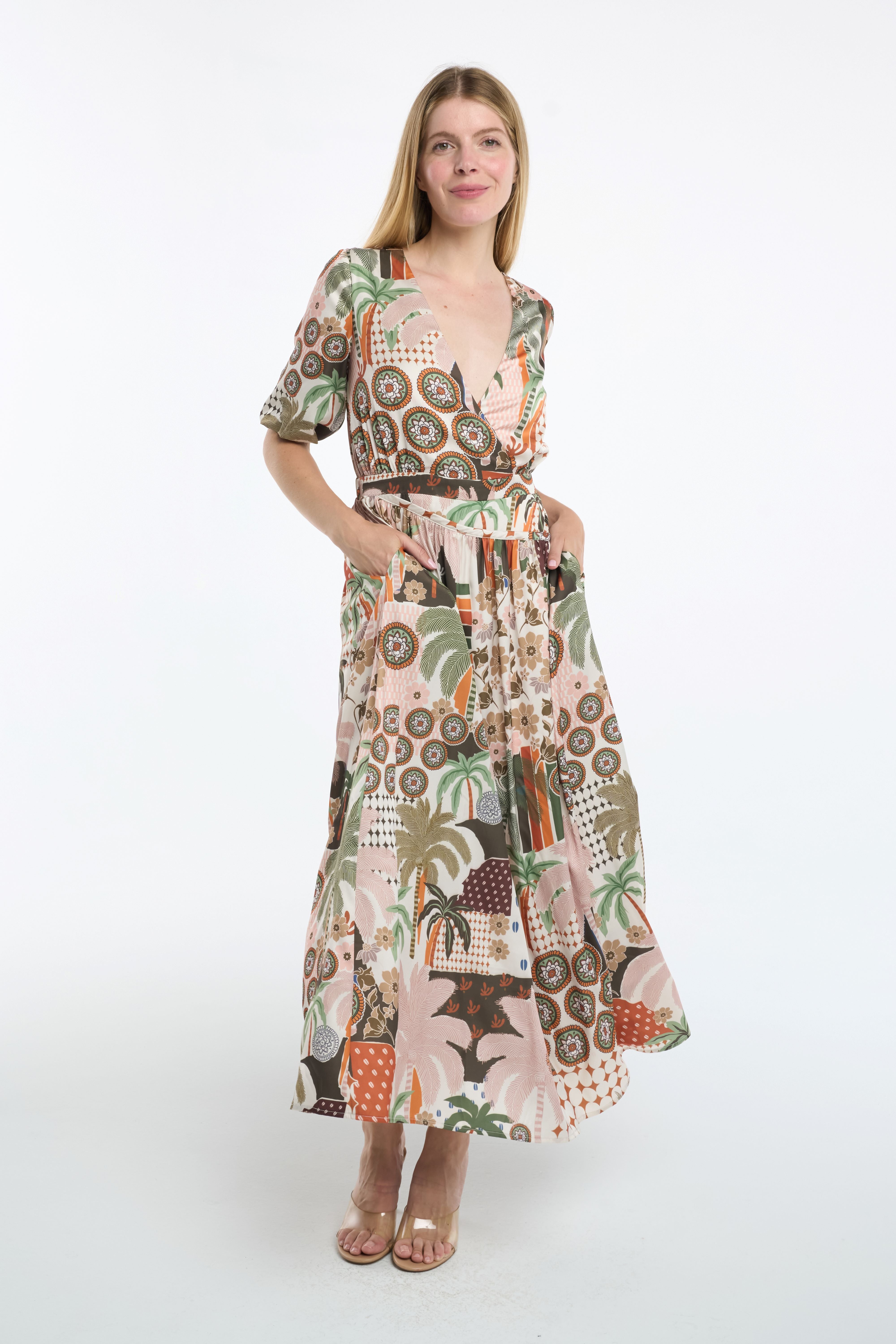 Lauren Botanical Print Surplice Maxi Dress