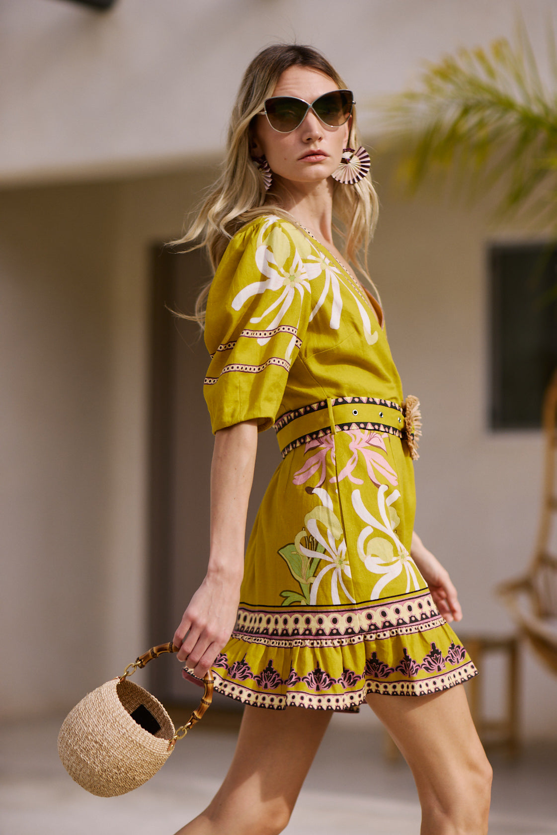 Ivy Floral Print Belted Mini Dress