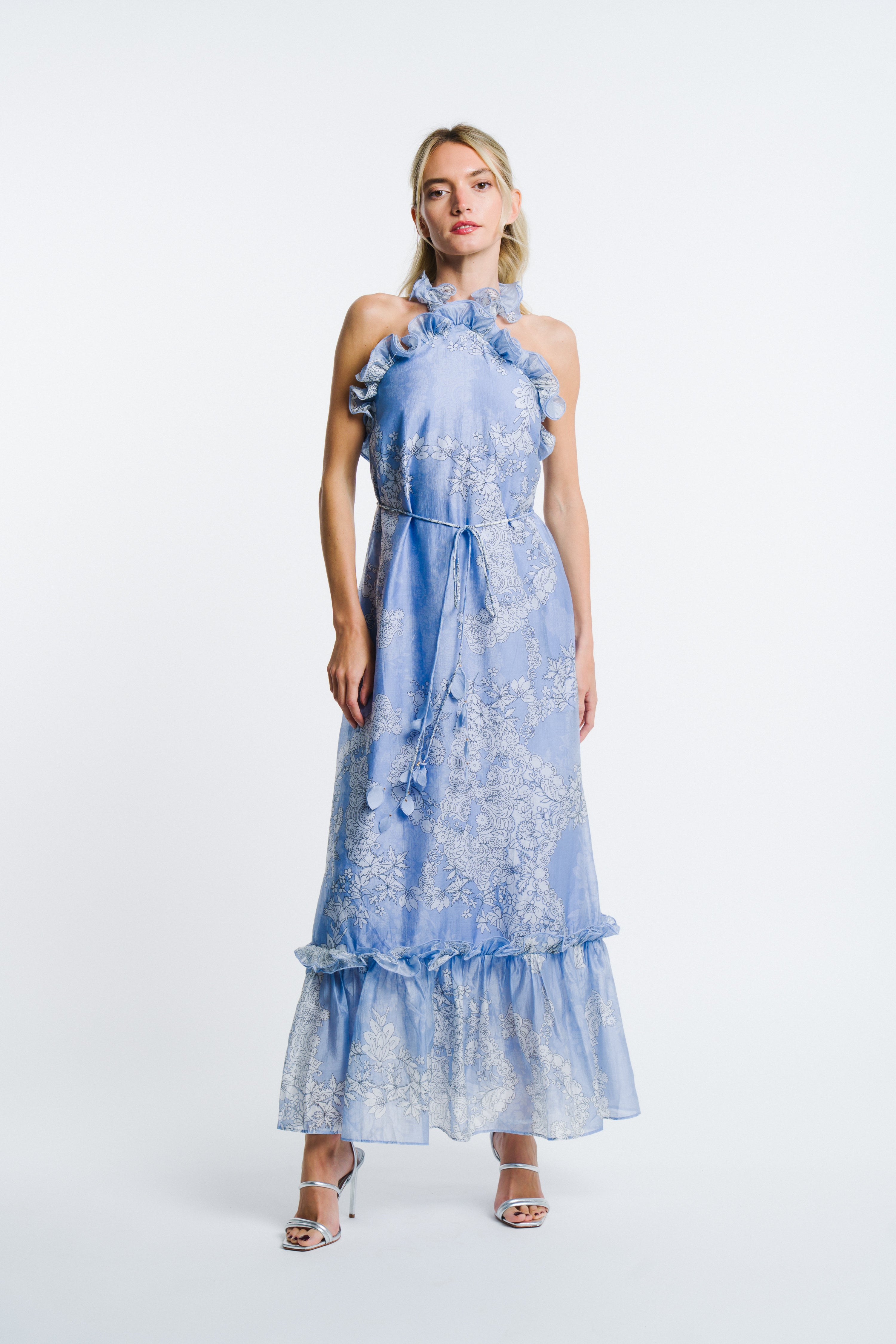 Bronya Floral Print Ruffle Maxi Dress