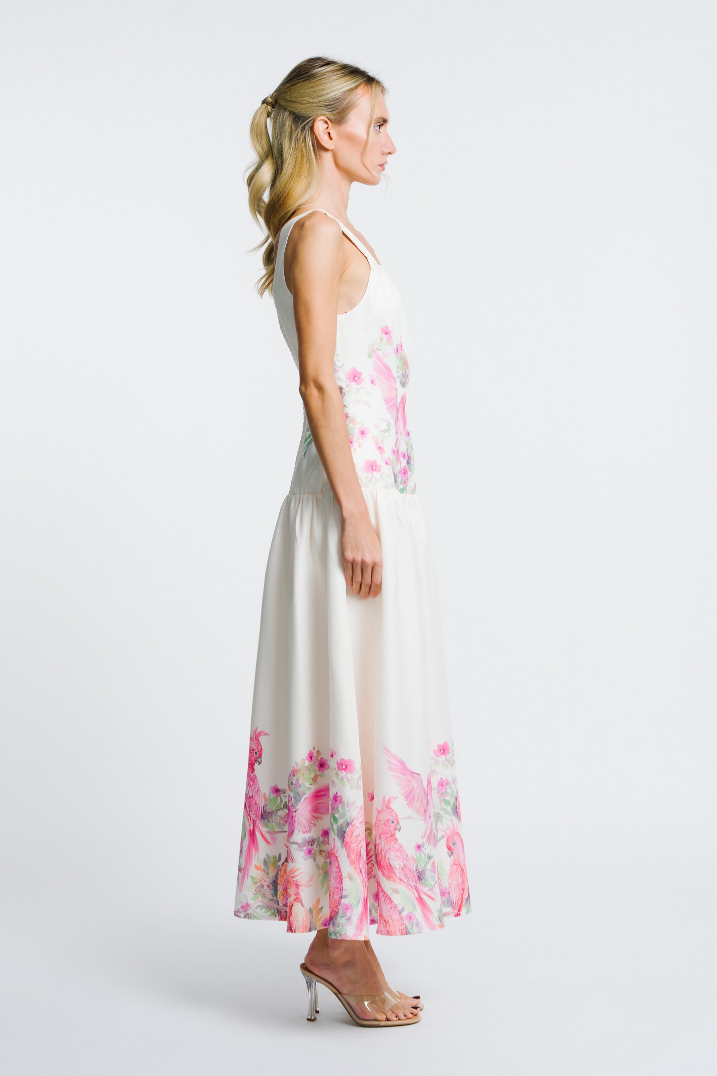 Marsella	Bird	Print Sleeveless Maxi Dress