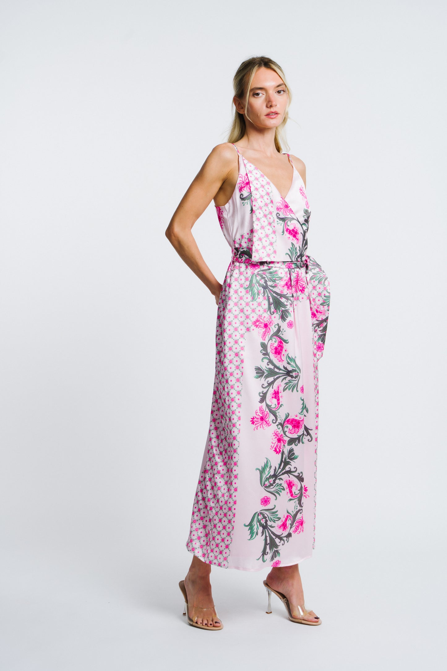 Cillian Floral Print Faux Wrap Dress