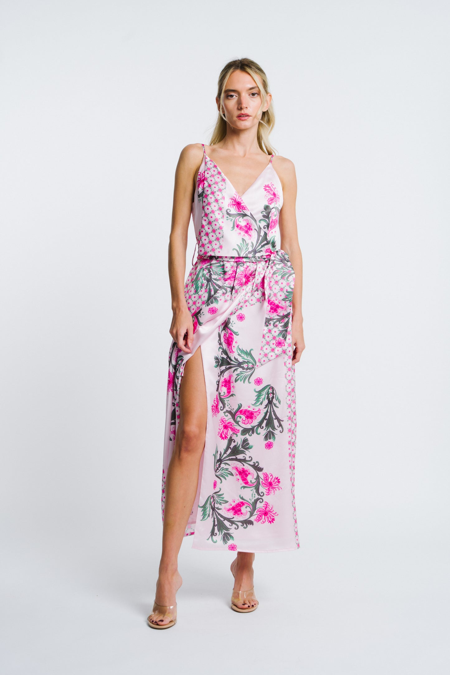 Cillian Floral Print Faux Wrap Dress