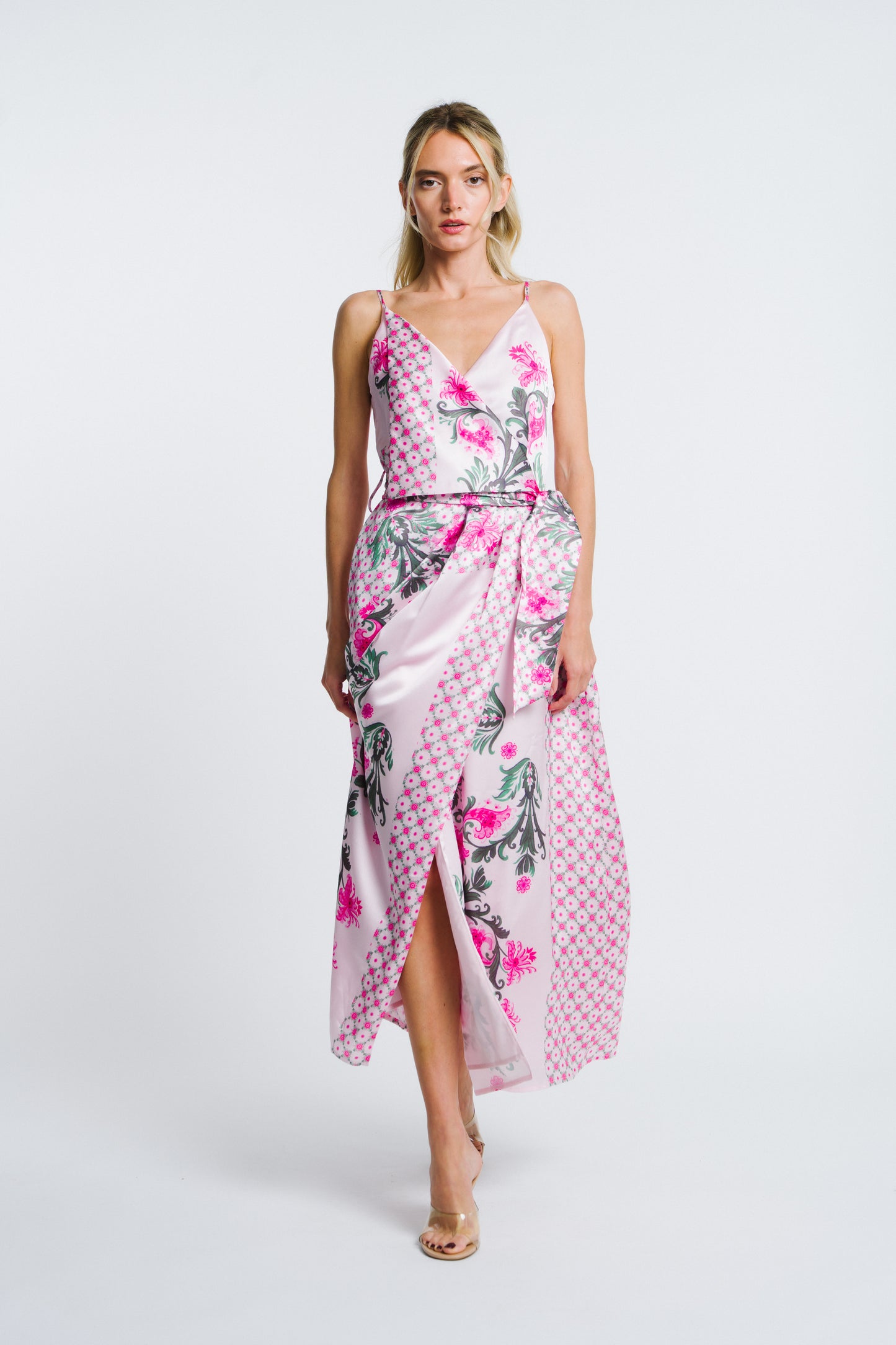 Cillian Floral Print Faux Wrap Dress