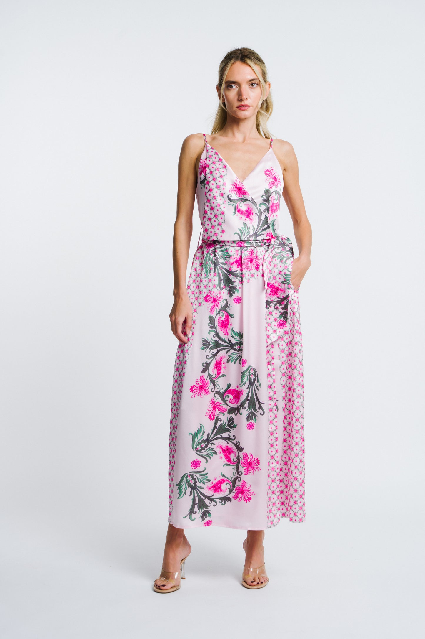 Cillian Floral Print Faux Wrap Dress