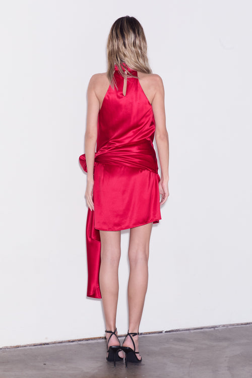 Cargar la imagen 1 en la vista de la galería. Jazzlyn Cowl Neck Satin Mini Dress