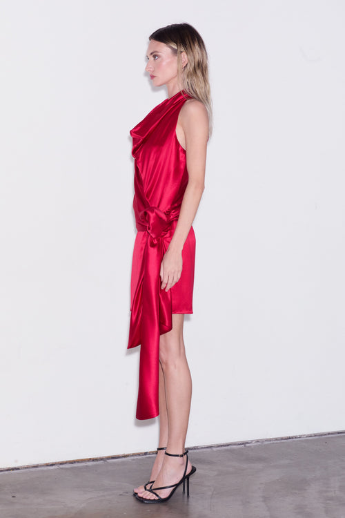 Cargar la imagen 1 en la vista de la galería. Jazzlyn Cowl Neck Satin Mini Dress