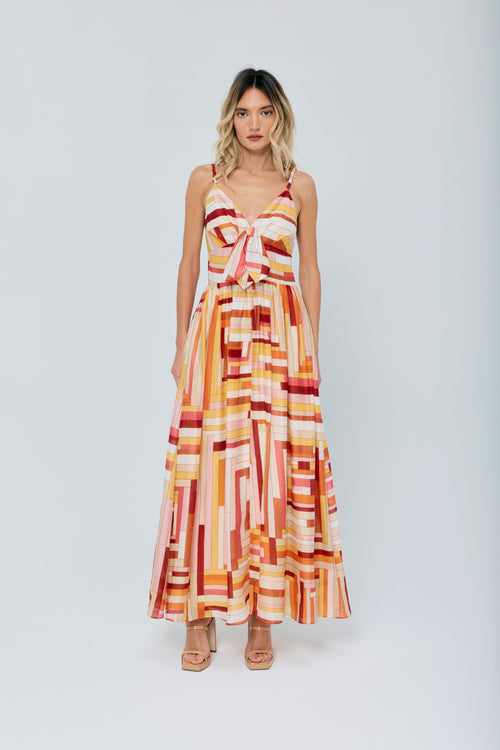 Load image 1 in gallery view. Fiona Striped A-Line Maxi Dress