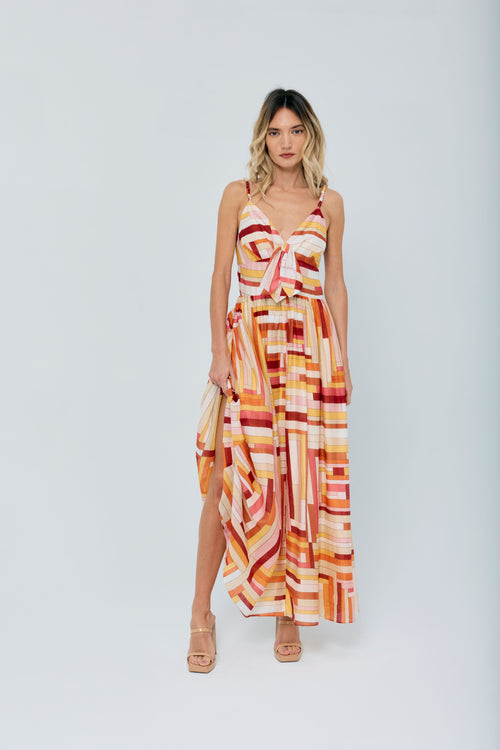 Load image 1 in gallery view. Fiona Striped A-Line Maxi Dress