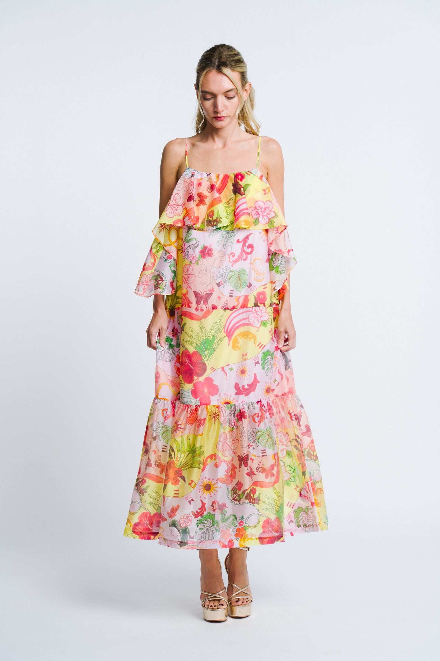 Ellera Floral Print Midi Dress
