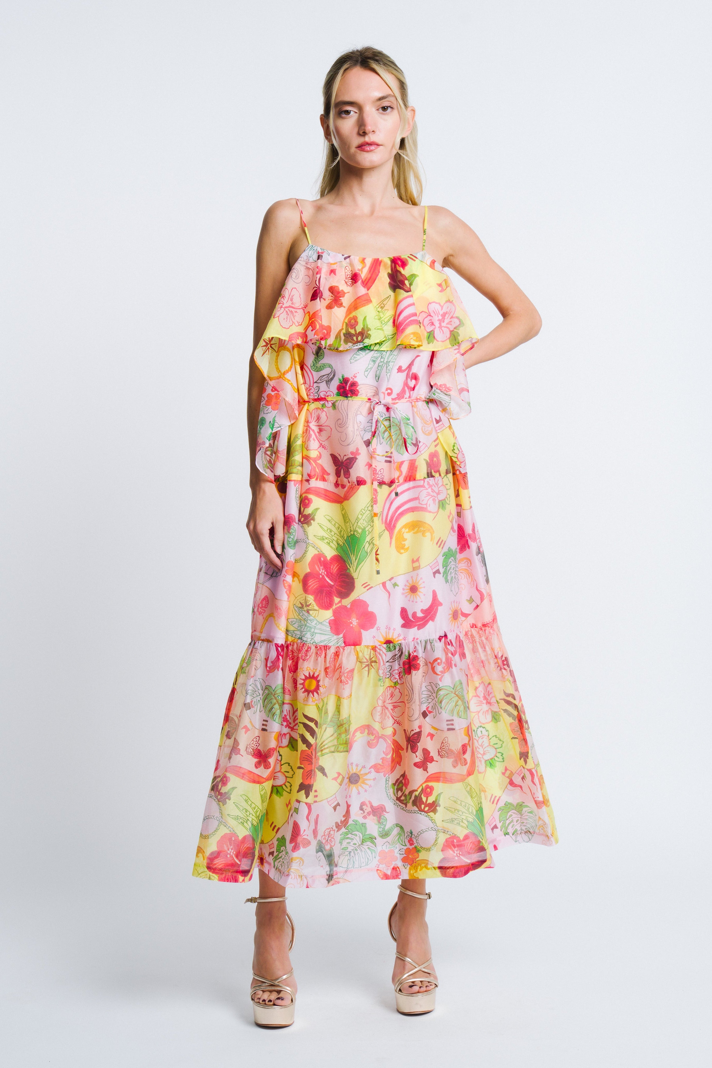 Ellera Floral Print Midi Dress