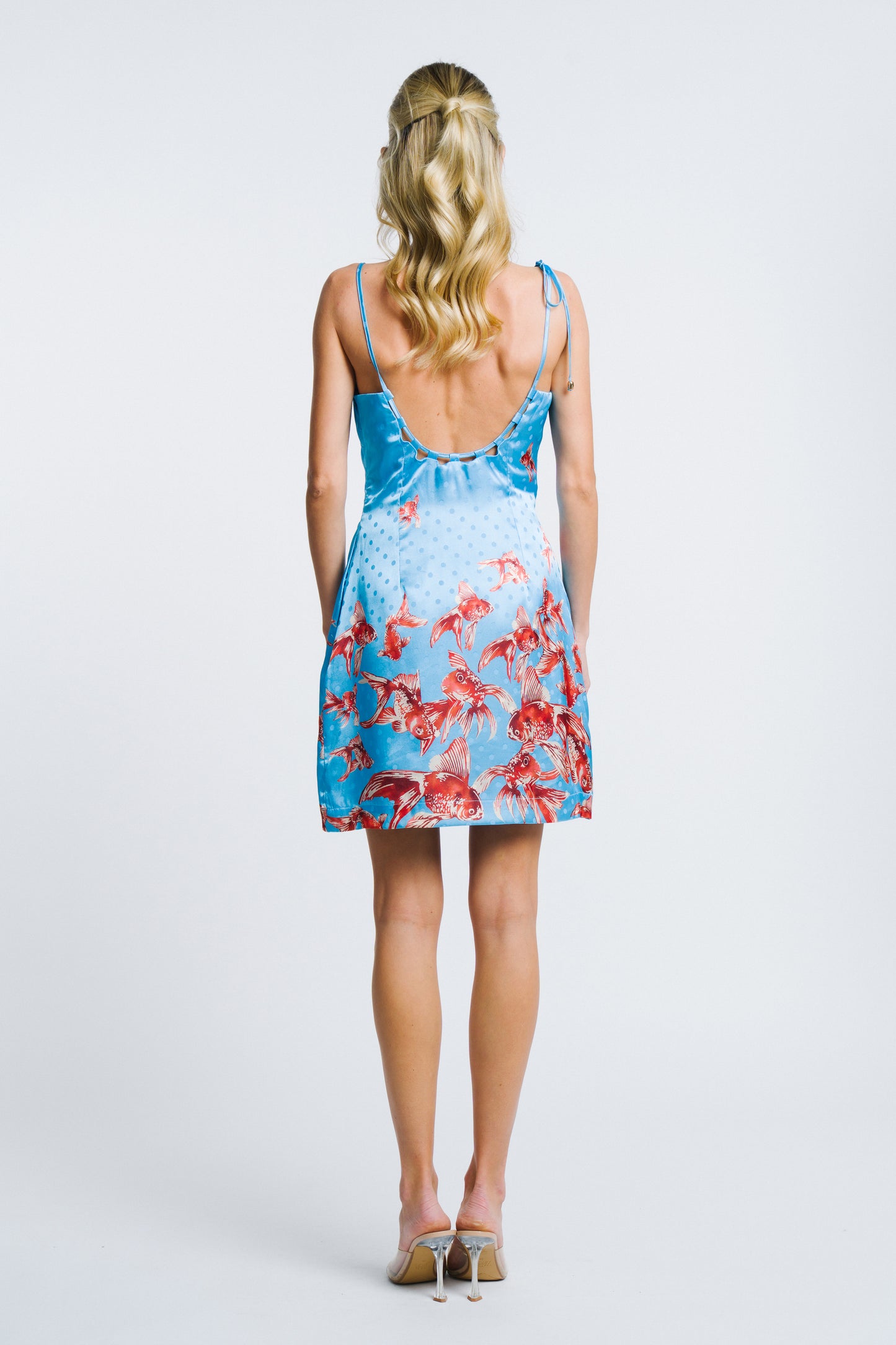 Franco Goldfish Print Satin Mini Dress