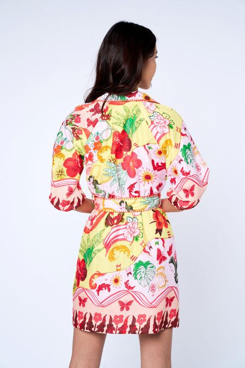 Cargar la imagen 1 en la vista de la galería. Julika Floral Print Mini Shirt Dress