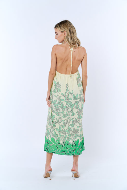 Load image 1 in gallery view. Dani Linen Blend Floral Print Midi Dress