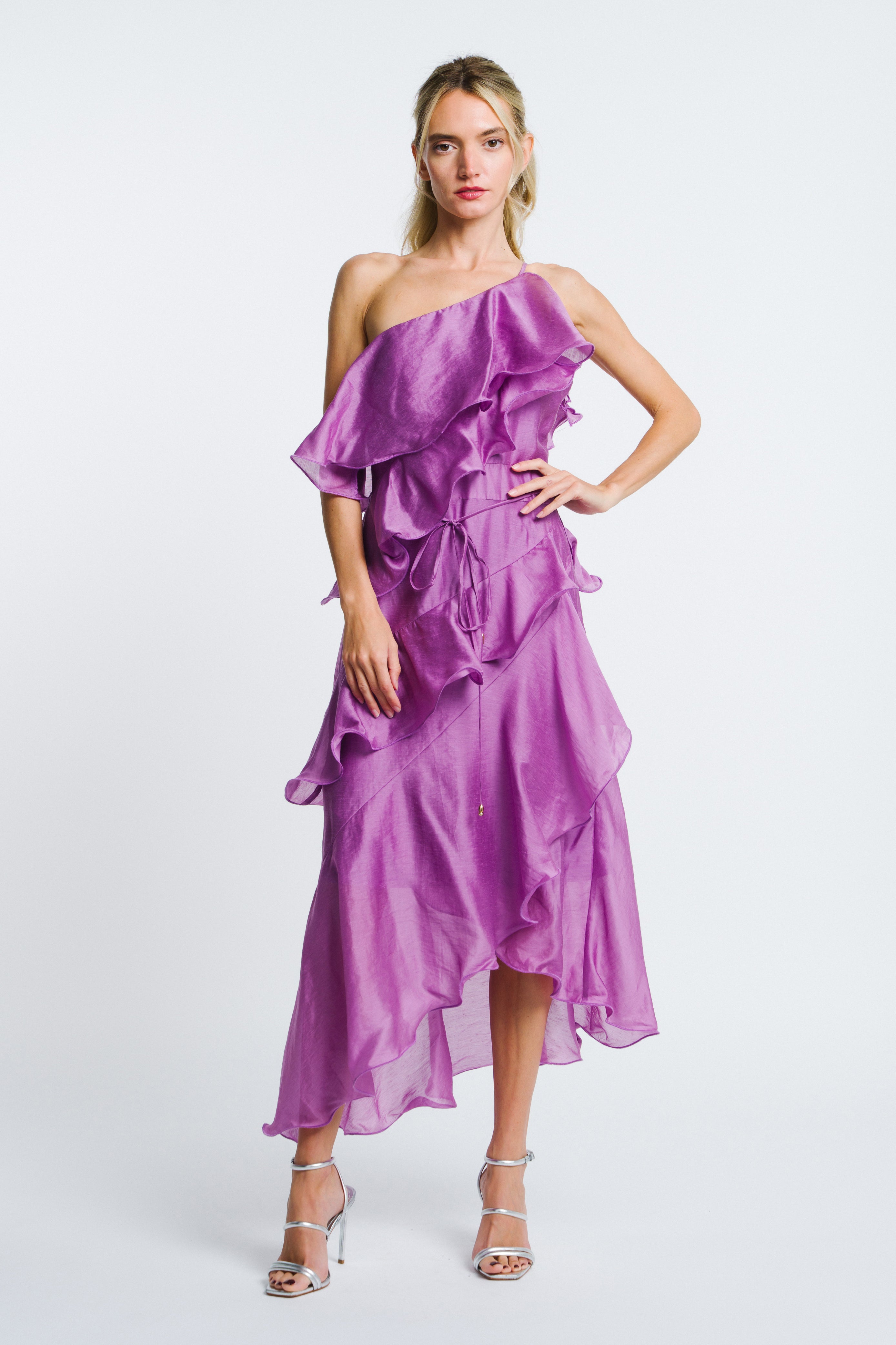 Matea Ruffle One-Shoulder Maxi Dress