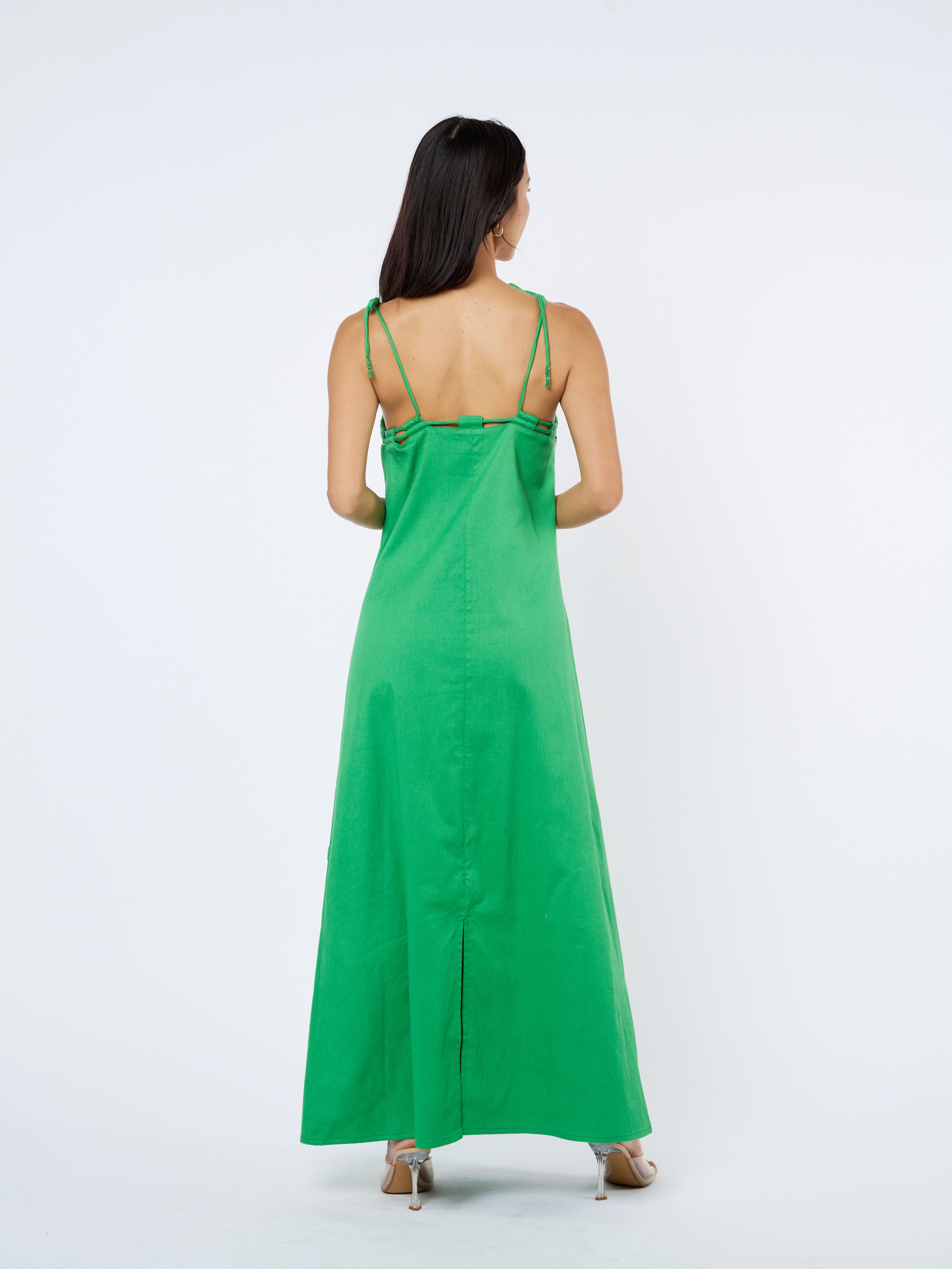 Hattie Beaded Palm Maxi Dress