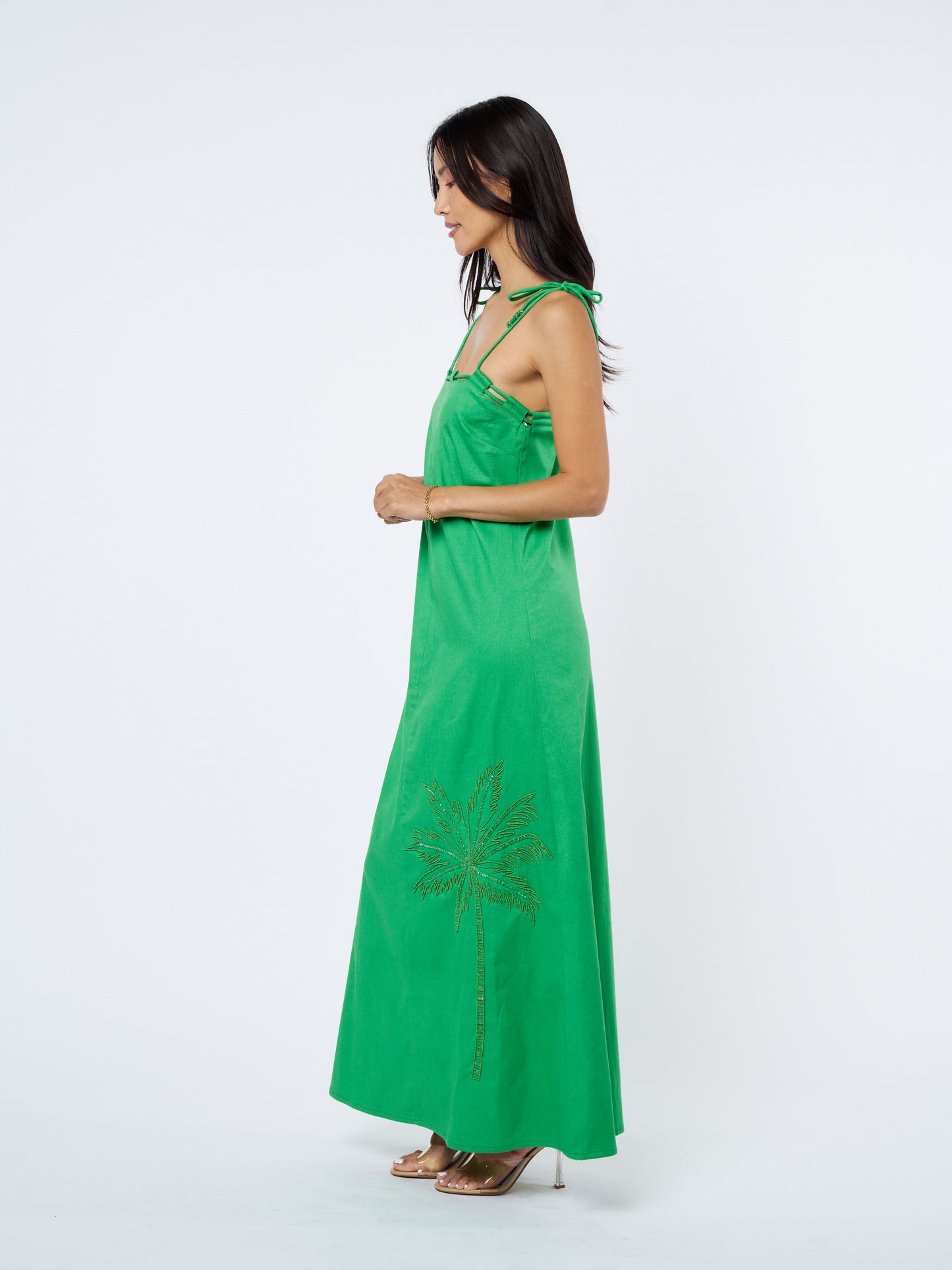 Hattie Beaded Palm Maxi Dress