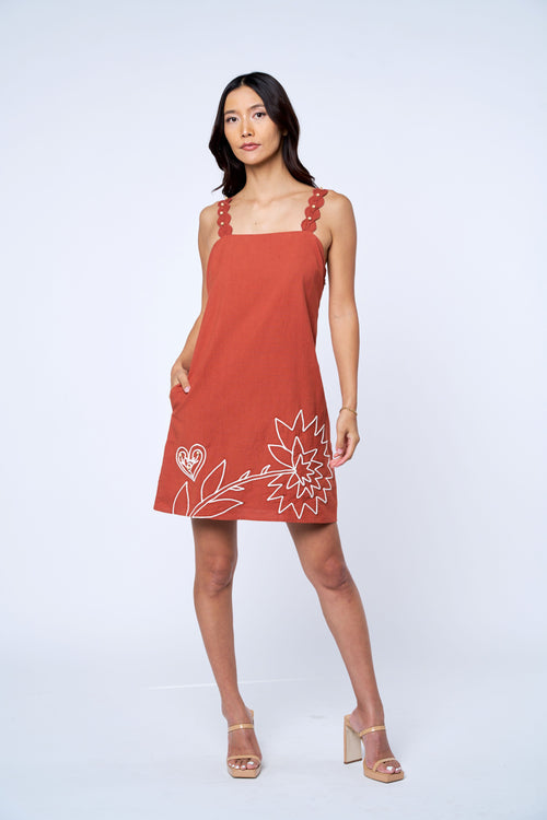Load image 1 in gallery view. Maygel Embroidered Cotton Mini Dress