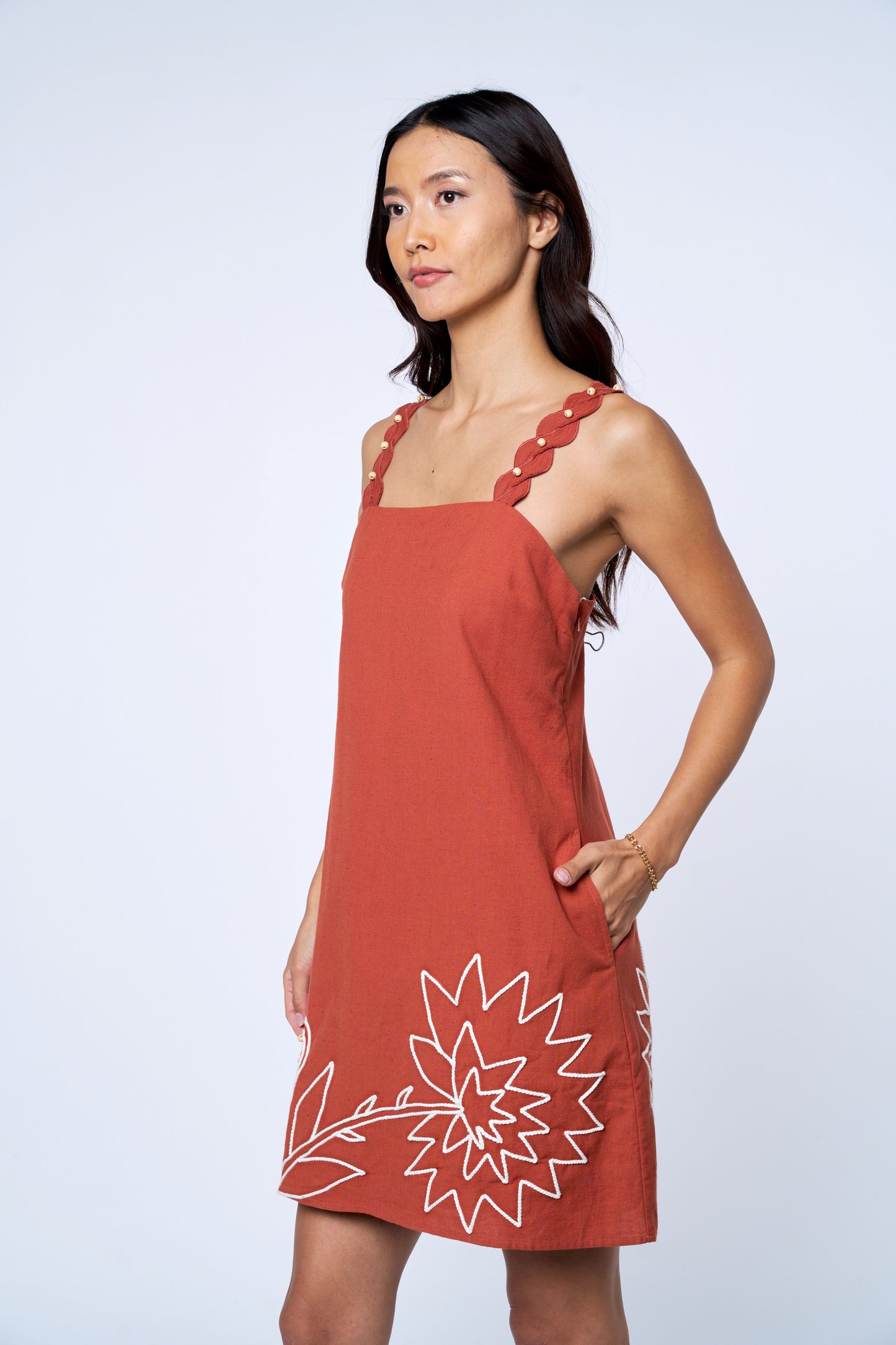 Maygel Embroidered Cotton Mini Dress