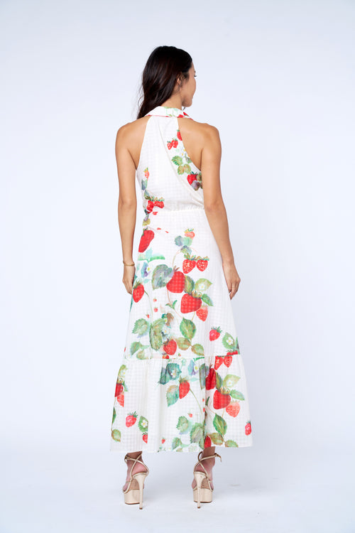 Cargar la imagen 1 en la vista de la galería. Katerina Strawberry Print Sleeveless Shirtdress