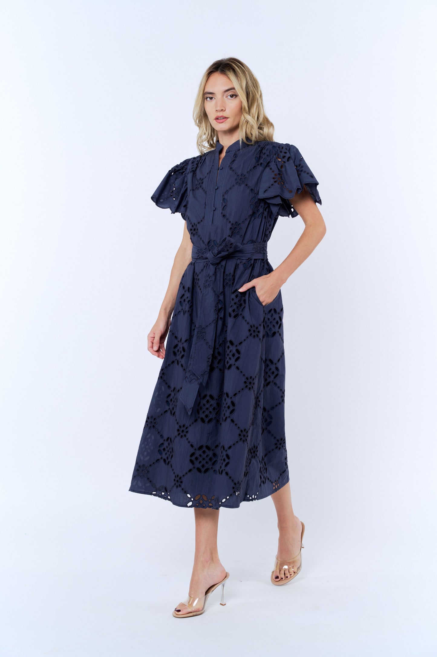 Willa Flounce Sleeve Belted Shirtdress
