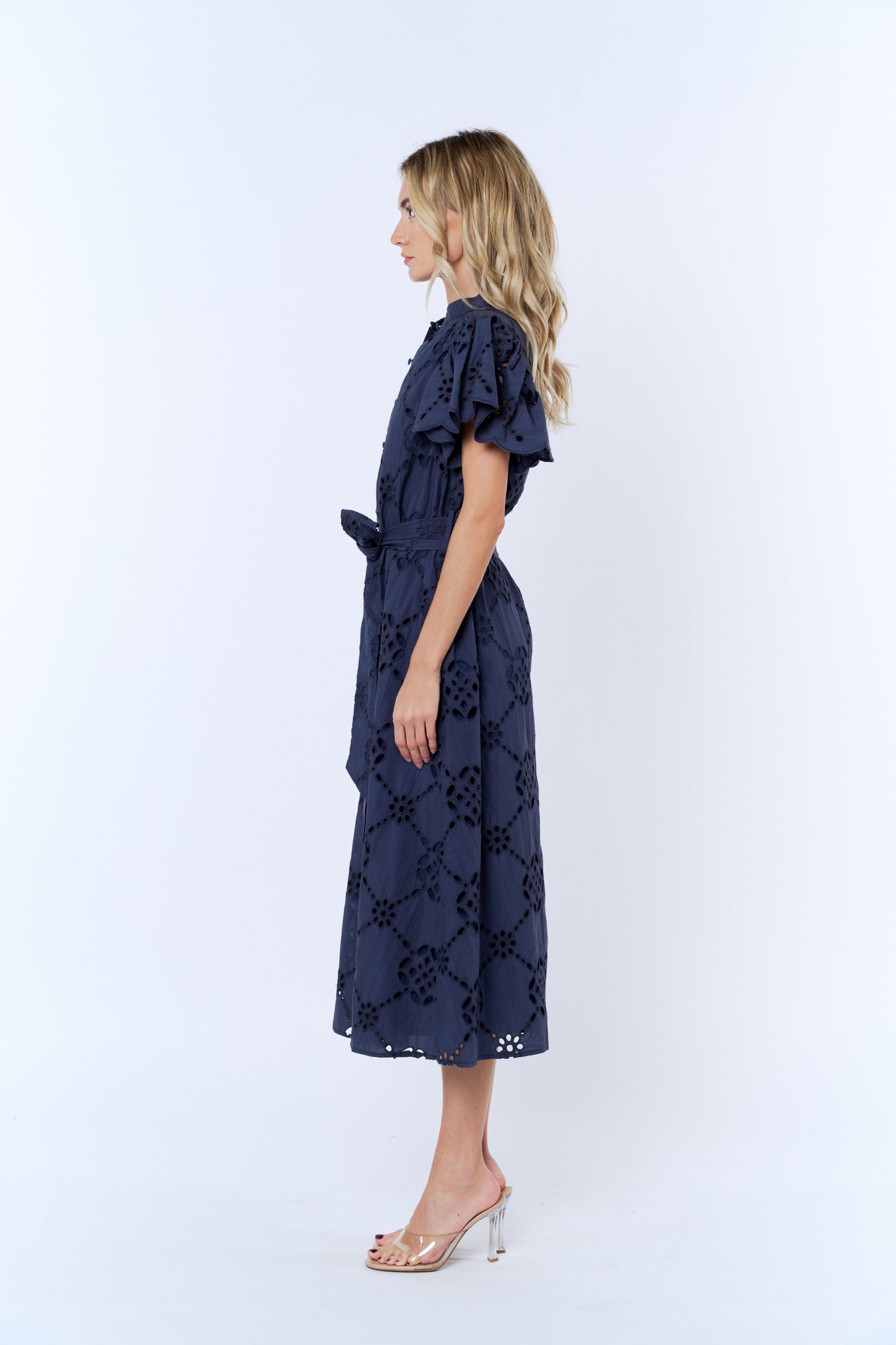 Willa Flounce Sleeve Belted Shirtdress