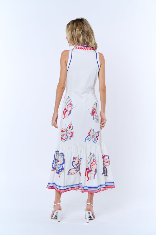Load image 1 in gallery view. Neena Butterfly Print Button-Up Maxi Dress