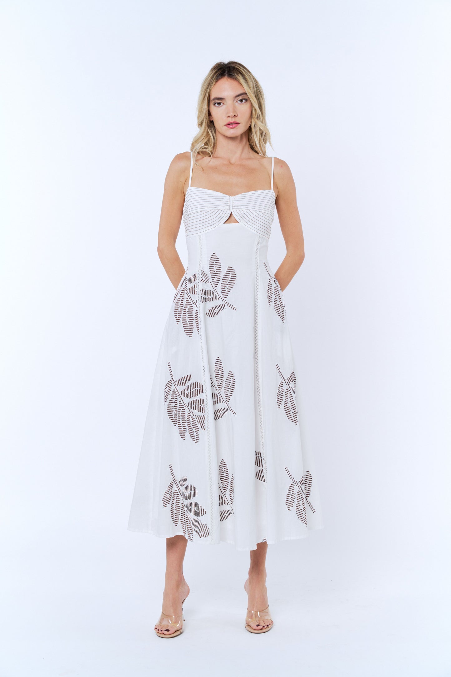 Bianca Topstitch Midi Dress
