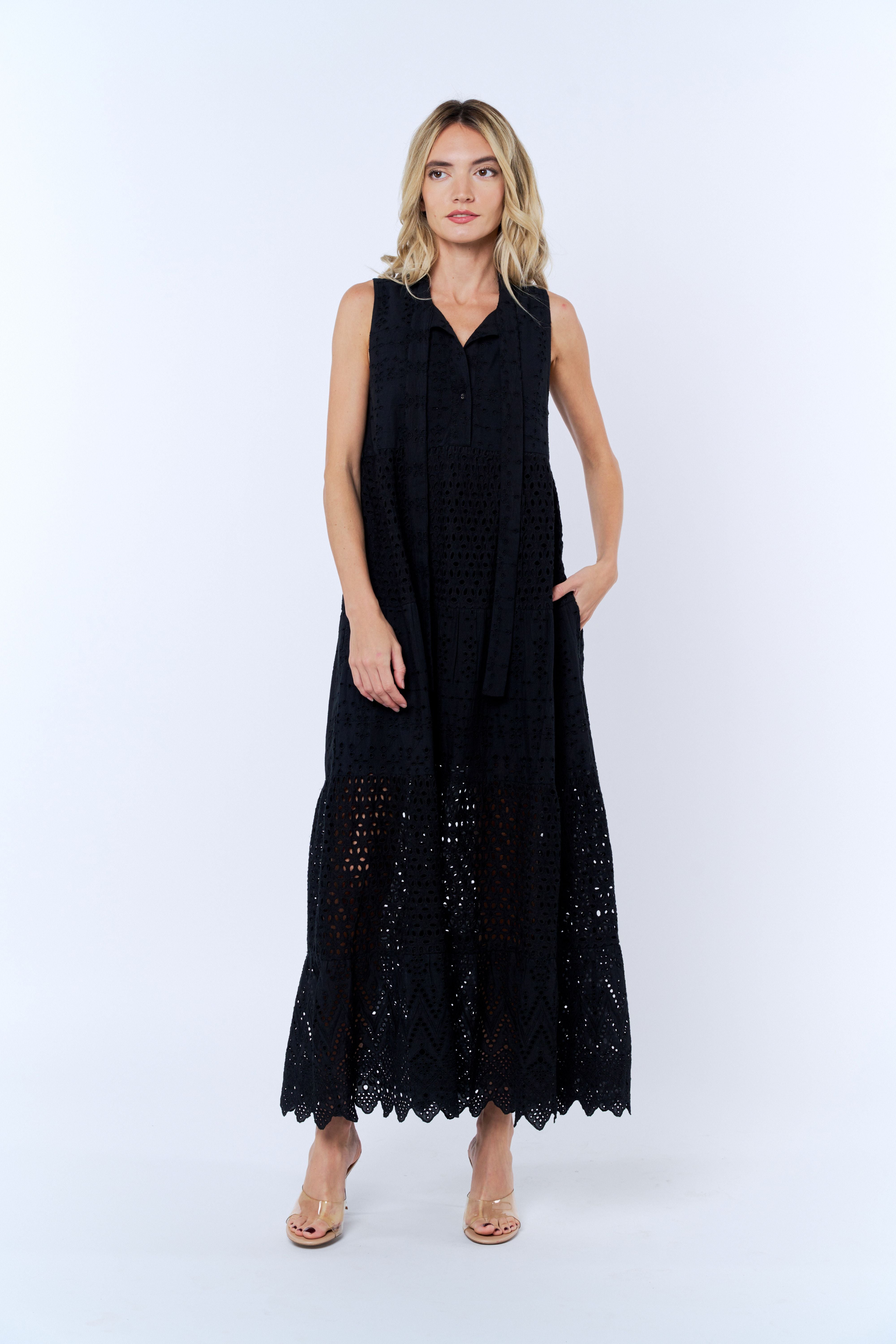 Ruthie Eyelet Lace Sleeveless Maxi Dress