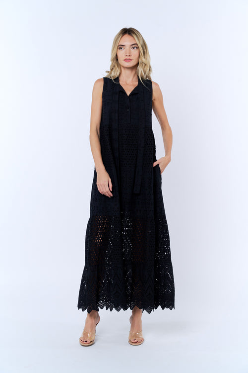 Load image 1 in gallery view. Ruthie Eyelet Lace Sleeveless Maxi Dress