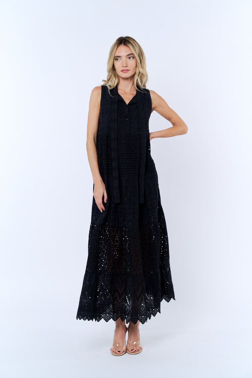 Load image 1 in gallery view. Ruthie Eyelet Lace Sleeveless Maxi Dress