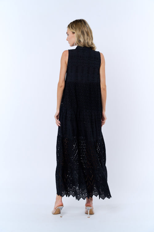 Load image 1 in gallery view. Ruthie Eyelet Lace Sleeveless Maxi Dress