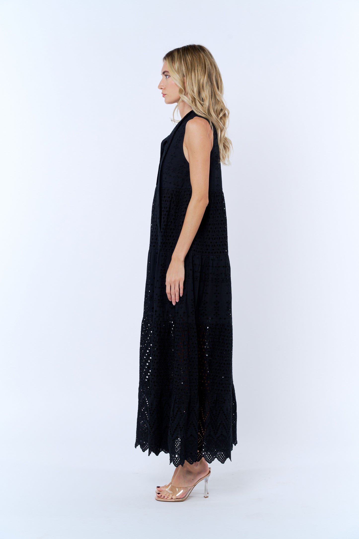 Ruthie Eyelet Lace Sleeveless Maxi Dress