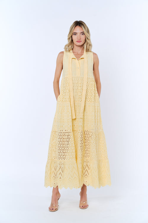 Load image 1 in gallery view. Ruthie Eyelet Lace Sleeveless Maxi Dress