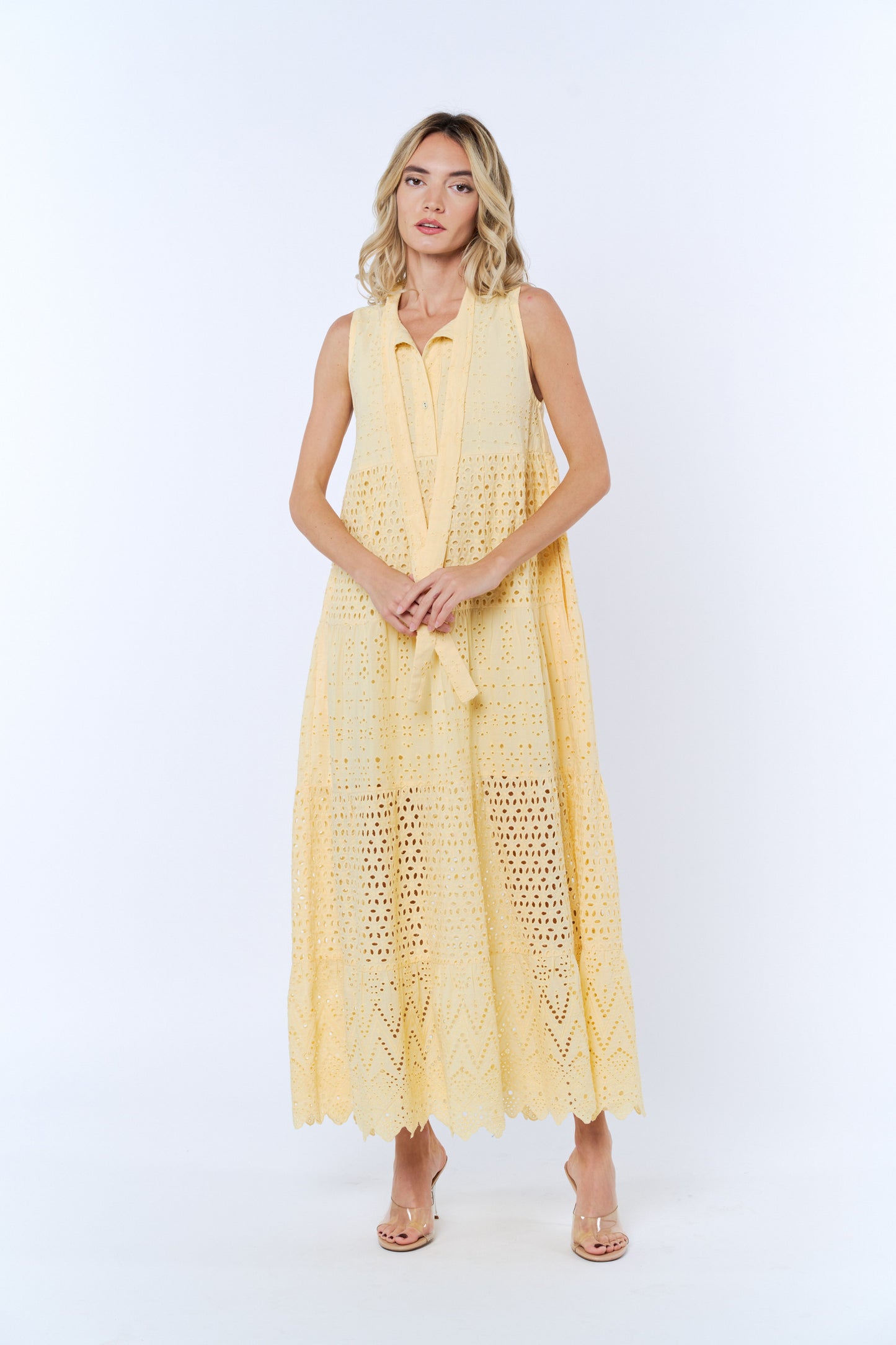 Ruthie Eyelet Lace Sleeveless Maxi Dress