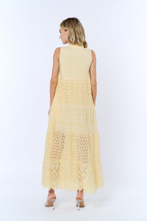Load image 1 in gallery view. Ruthie Eyelet Lace Sleeveless Maxi Dress